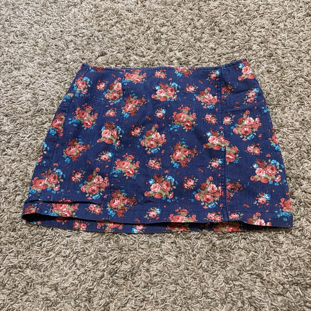 Forever 21 Floral Mini Skirt in Blue and Pink